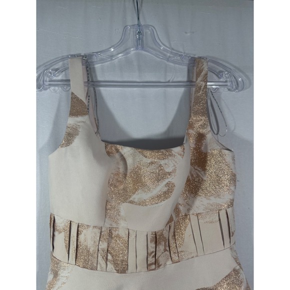 NWT $300 Kay Unger‎ [ 6 ] FLoral Jacquard Tea Length Dress in Champagne #J1761 - Picture 9 of 14